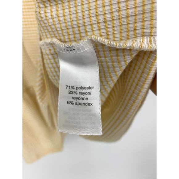 Maurices Tank Top Womens Sz XL Yellow White Micro Striped  Tiered Button Detail - Picture 4 of 5